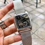 New Fake Patek Philippe Geneve Stainless Steel Black Dial Watch 40mm